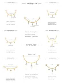 1pc 925 Sterling Silver Moss Agate Star-Shaped Marquise Opal Chain Earring, Suitable For Pierced Ear Cartilage Helix Conch, Agate Ear Clip Pendant Chain - Gold - View 10