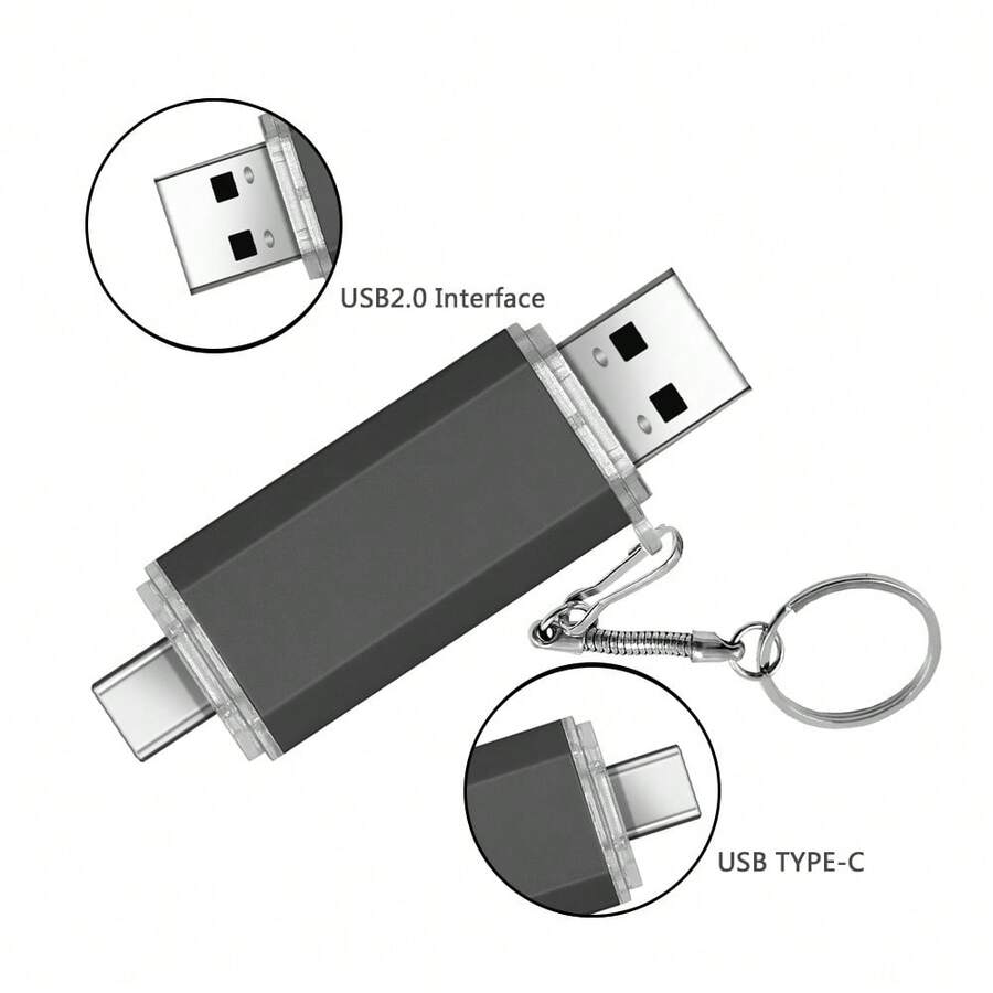 Biyetimi 高速 USB 隨身碟 OTG U 盤 64GB 128GB 可旋轉 U 盤 32GB 8GB 相容 Android Micro/PC 商務禮品 - 黑色 - 查看 1