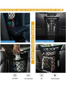 3-Layer Elastic Car Mesh Storage Bag, Car Seat Mesh, Pet Dog Isolation Net, 3-Layer Elastic Car Back Seat Mesh Storage Bag, Seat Back Mesh Bag, Pet Dog Car Isolation Net, Storage Mesh Bag - one-size - View 7