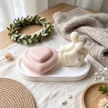 4pcs Silicone Molds, Includes Heart-Shaped Storage Box Mold, Hugging Couple Figurine Mold And Oval Tray Mold, Home Decor Figurine Plaster Resin Candle Mold, Perfect For Handmade Crafts, Holiday Decoration Candle Making, Gift Making, Reusable - Silicone Mold - View 4