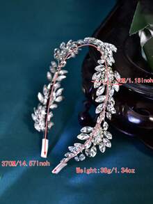 1件優雅水鑽手工髮箍 新娘髮飾 女士婚禮派對飾品 - 銀色 - 查看 4