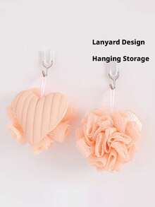 Heart-Shaped Bath Sponge, Fashion Hanging Style, Soft & Cute Double-Sided Bath Scrub Ball, Rich Lather Without Splashing, Home Bath Ball - Multicolor - View 10