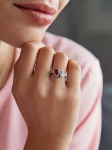 1 buah Cincin Berbentuk Hati Mengkilap Perak Sterling 925 yang Modis, Serbaguna untuk Pakaian Sehari-hari Wanita, Aksesori Pesta, Hadiah Perhiasan Berkualitas Tinggi - Cincin Tetes Air Cinta - View 11