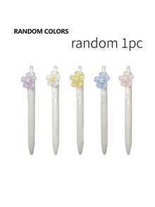 5支可愛花朵0.5mm圓珠筆，學校與辦公用品，學生禮物，隨機花色開學禮物 - 多色 - 查看 10
