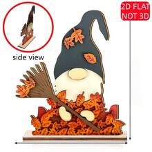 2D Flat - 1pc Rustic Autumn Gnome Wooden Desktop Decor - 2D Flat, Autumn Harvest Scene With Pumpkin, Broom And Vibrant Orange Leaves, Perfect For Farmhouse, Thanksgiving And Autumn Theme Parties, Seasonal Tabletop Decor | Autumn Decoration | Carefully Crafted Wooden Sign, Autumn Decoration, Suitable For Christmas, Halloween Decor, Autumn Home Decor Collectibles - A - View 4