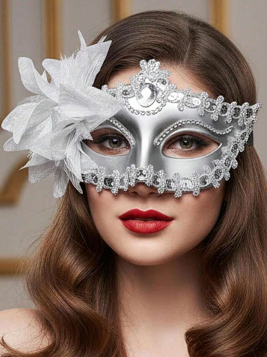 女性化妝舞會蕾絲面具,萬聖節服裝,角色扮演派對舞蹈,威尼斯面具 - 多色 - 查看 1