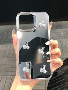 1個精緻亮面鏡面手機殼，新款熱銷Apple 17 PROMAX手機殼，飾有閃亮水鑽櫻桃，精緻優雅，完美打造甜美時尚的日常造型，充滿夏日氛圍，送給朋友的理想禮物，防震、防滑、防刮，相容於Apple 17 PROMAX/PRO/AIR/16/15/14/13/12/11/ S20-25Ultra/FE/手機 - 銀色 - 查看 9