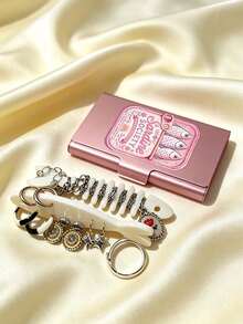 Cute Sardine Shaped Jewelry Box With Fish Bone Divider, Aluminum Alloy Jewelry Storage Box, Travel Jewelry Organizer, Metal Business Card Holder, Daily Use Jewelry Box, Accessory Storage, Suitable For Small Earrings, Rings, Pendants, Gift For Women, Bridesmaids, Best Friends - Multicolor - View 2