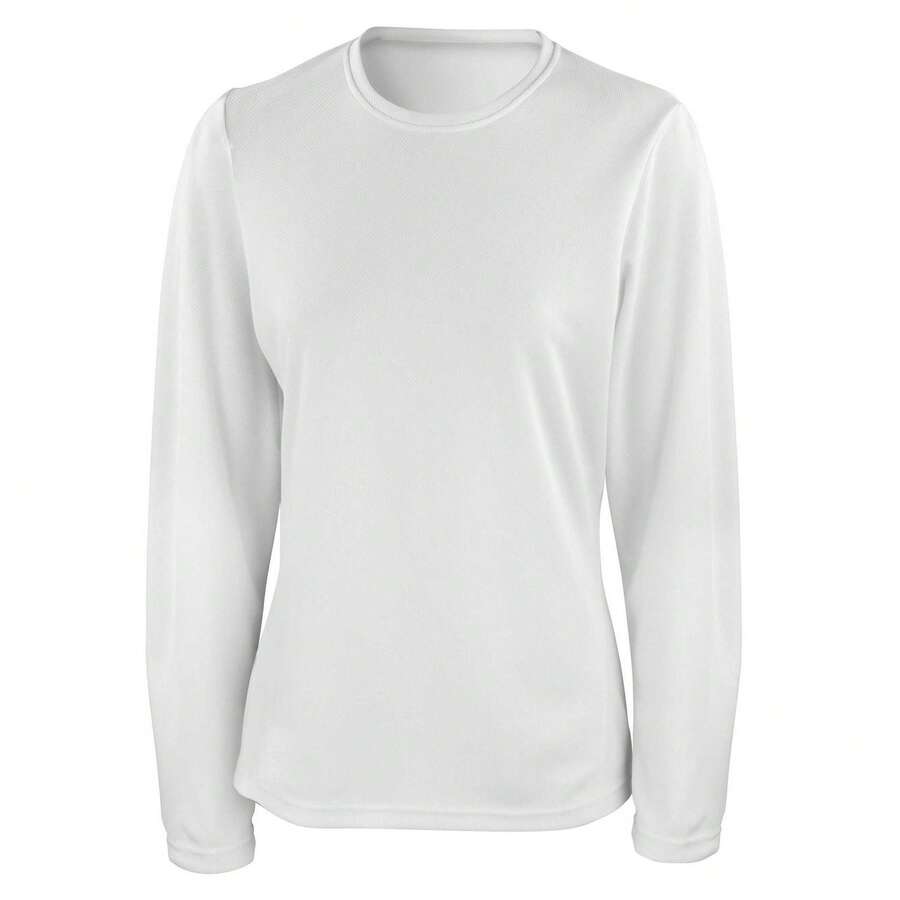 Spiro Ladies/Womens Sports Quick-Dry Long Sleeve Performance T-Shirt - White - View 1