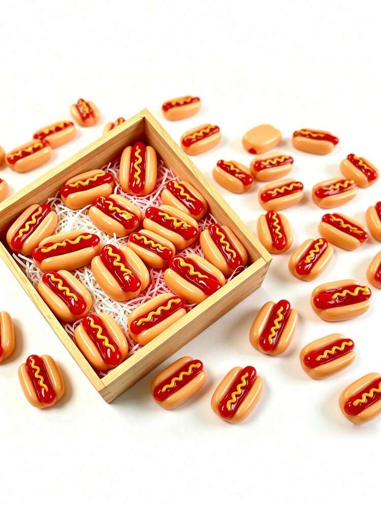 10pcs Mini Resin Hot Dog Decorations, Suitable For Dollhouse Food Decor, Fairy Garden, Miniature Landscape And Craft, Vibrant Colors, No Power Needed, Exquisite And Durable Small Models - Multicolor - View 3