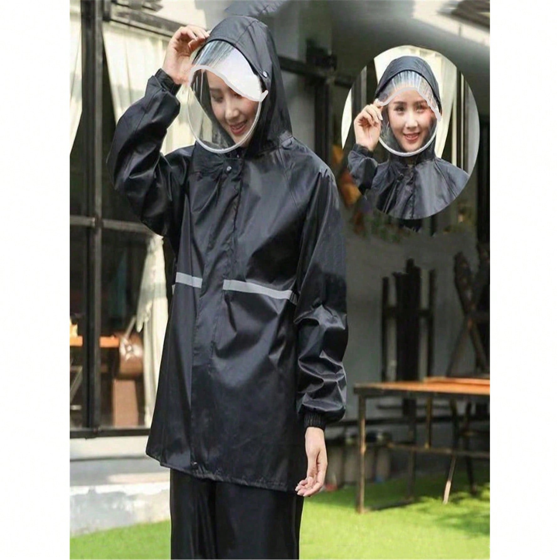 High Quality Raincoat, Fashion Raincoat, Thickened Raincoat, Full Body Raincoat, Waterproof Windproof Rain Jacket, Men's Raincoat, Multi-Functional Raincoat, Outdoor Activity Rain Gear, Cycling, Travel, Climbing Raincoat, Waterproof Plus Size Raincoat, Black Raincoat, Adult Travel Fashion Raincoat,
