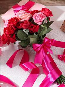 1 Roll Of 22 Meters, Pink Packaging Ribbon Bow, Colored Ribbon, Polyester Ribbon, Gift Box Ribbon, Jacquard Ribbon - / - View 5