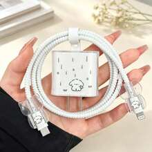 1 Set Dreamy Kitten Design Charger And Cable Protector Set, Durable Apple 18-20W Charging Cable Protective Shell, Anti-Breakage Cable Organizer - Multicolor - View 10
