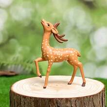 4pcs Cute Mini Deer Figurines, Resin Animal DIY Decor, Miniature Landscape Accessories, Suitable For Mini Flower Pots, Rock Gardens, Glass Jars, Indoor/Outdoor Gardens, Yards, Lawns And Home Desktop Decor - A - View 5