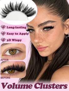 252 عنقود رموش اصطناعية DD Curl كثيفة بتأثير عين القطة 100D سميكة وهشة، رموش فردية كبيرة السعة، رموش مختلطة الطول كثيفة وهشة، رموش واقعية مقسمة ذاتية التطبيق، رموش ناعمة متعددة الطبقات كثيفة أساسية للسفر والمواعدة، هدية للنساء - DD - مشاهدة 10