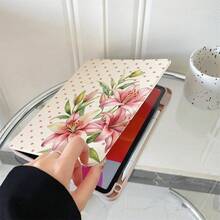 1件百合花印花平板保護殼，相容於 iPad Air 6/5/4 &10 (10.9 吋) - 相容於 iPad Pro 2024、Air M3/A16 2025，相容於 Galaxy Tab S9 FE/S8 Plus/S7/S10，相容於 OPPO Pad，相容於 MatePad，相容於 Vivo Pad，相容於 Honor Pad，相容於 Xiaoxin Pad - 彩色 - 查看 5