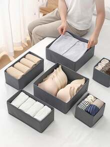 Reinforced Non-Woven Fabric Laundry Board Storage Box, Drawer Organizer Box, Closet Folding Storage Box, Underwear Storage Box, Desktop Miscellaneous Items Organizer Box - Beige - View 9