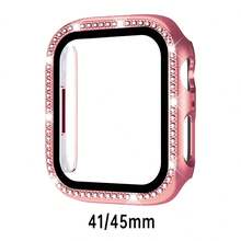 黑色、銀色、玫瑰金、藍色通用保護殼，適用於男女性 40mm 41mm 42mm 44mm 45mm 46mm 49mm，PC 硬質材質，附水鑽直角邊框與螢幕保護貼 2-in-1 防撞防刮防塵，相容 Ultra 3 2 1 系列 10 SE 9 8 7 6 5 4 系列 - 彩色 - 查看 48