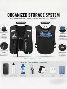 1pc Running Phone Bag Outdoor Hiking Vest Cycling Hiking Storage Backpack Water Bottle Bag Lightweight Sports Bag - Multicolor - View 2