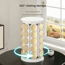 1Pc Rotatable Coffee Capsule Storage Box, Hollow Cylinder Coffee Pod Container, Countertop Coffee Capsule Organizer Box, Desktop Storage Accessory For Home Coffee Bar, Kitchen Counter, Office Coffee Station & Cafe Decor - Coffee Storage Rack - View 5