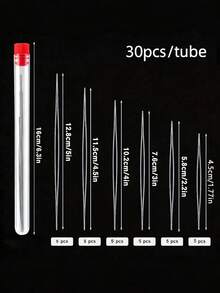 60/30/18/6pcs/Set Beading Needles, Multiple Sizes Open Eye Needles, For Making Bracelets, Necklaces, Jewelry - Multicolor - View 12