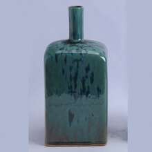 Teal Blue Reactive Glaze Ceramic Vase, Modern Square Decorative Bottle Vase For Living Room, Dining Room, Entryway, Shelf & Tabletop Home Decor, 2 Sizes - 1PC - View 11