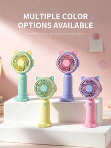 AOYI 1pc AA Battery Operated Portable Handheld Mini Fan With Base And 1 Speed Setting For Outdoor, Simple Style - Gradient - View 1
