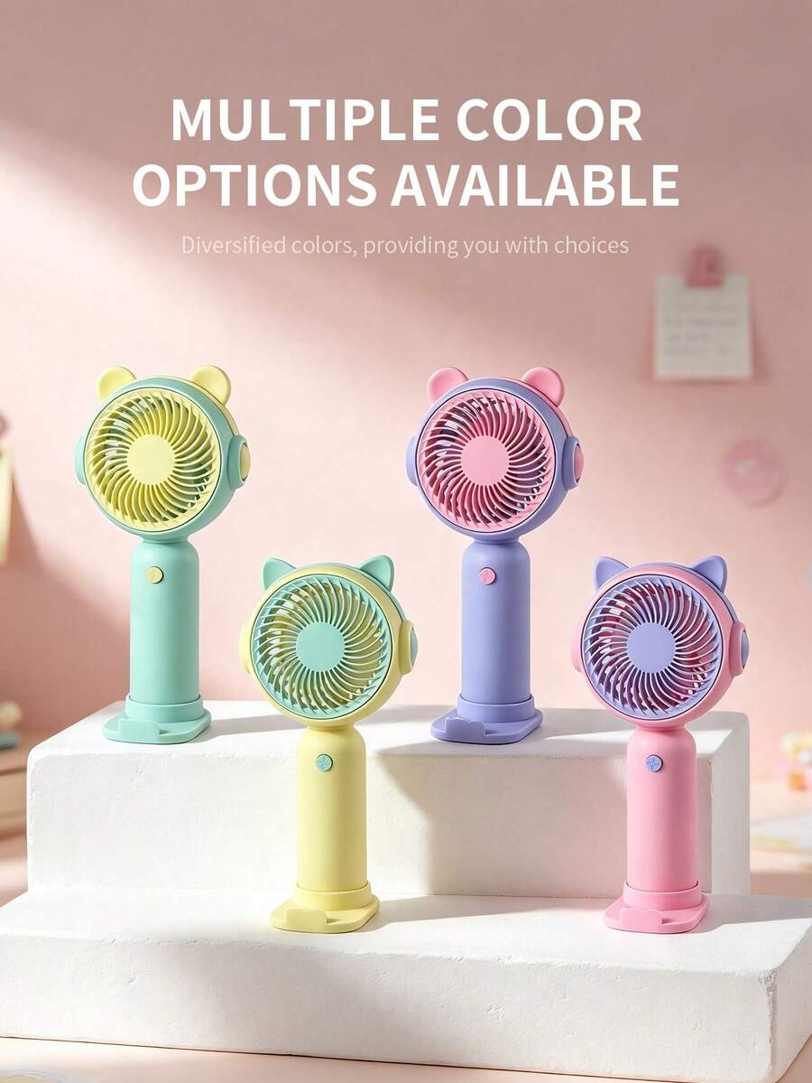 AOYI 1pc AA Battery Operated Portable Handheld Mini Fan With Base And 1 Speed Setting For Outdoor, Simple Style - Gradient - View 1