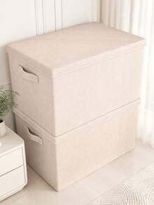 1pc Foldable Multi-Functional Storage Box, Large Capacity Lidded Drawer Clothes Organizer, Stackable, Perfect For Household, Bedroom, Closet & Seasonal Storage, Room, Home & Christmas Festival Decor, Must-Have For Back To School Dorm Storage - White - View 2