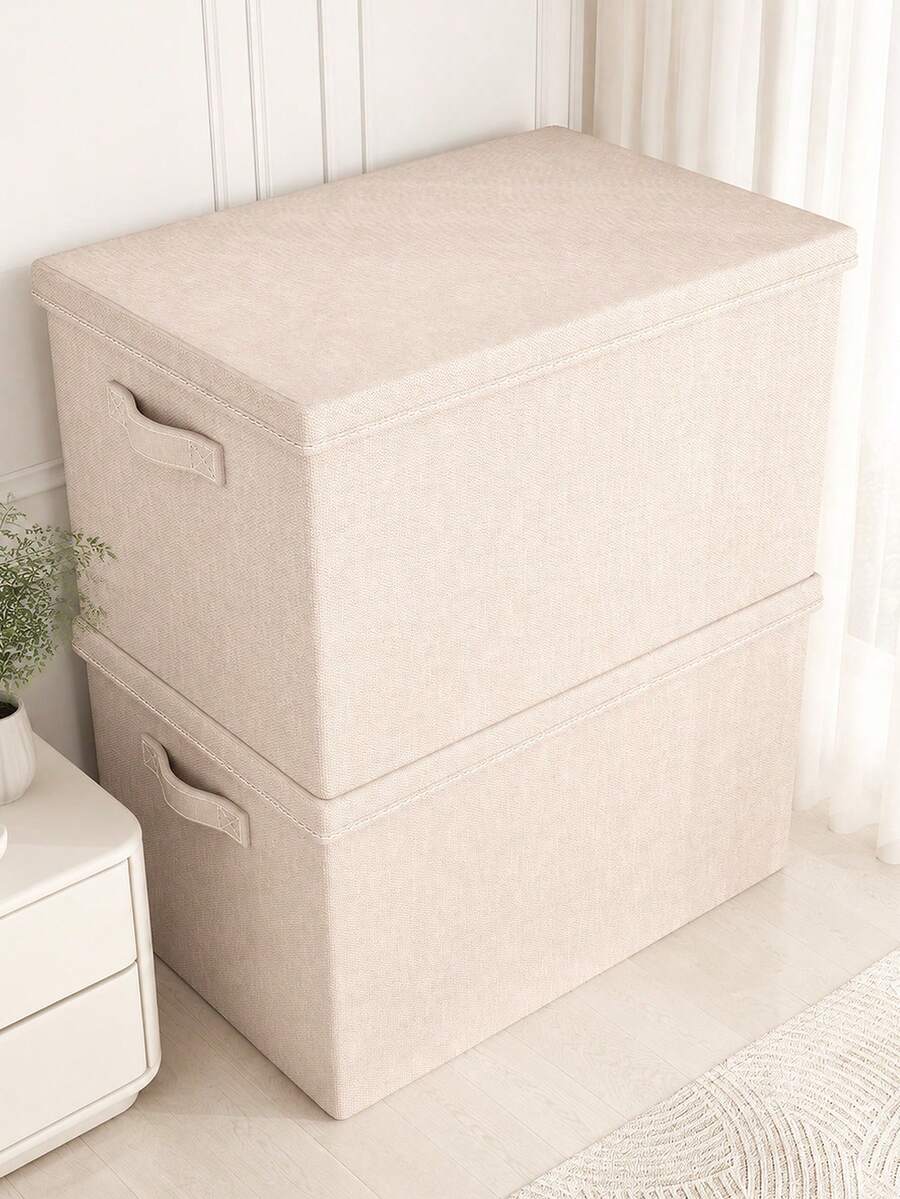 1pc Foldable Multi-Functional Storage Box, Large Capacity Lidded Drawer Clothes Organizer, Stackable, Perfect For Household, Bedroom, Closet & Seasonal Storage, Room, Home & Christmas Festival Decor, Must-Have For Back To School Dorm Storage