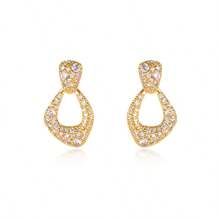 1 Pair Minimalist Fashion Copper Zirconia Asymmetrical Stud Earrings, Suitable For Daily Wear - Copper Zirconia Irregular Earrings - View 6