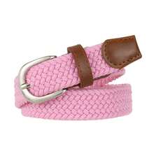 1pc Casual Elastic Braided Belt, Silver Buckle, Suitable For Pants And Jeans, Multiple Colors Available: Pink, Camel, Beige, Black, Coffee - Black - View 8