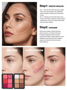 HANDAIYAN 12-Color Metallic Blush Palette, Long-Lasting High-Pigment Multi-Function Concealer, Highlighter, Suitable For Daily Makeup, Dating, Party, Autumn/Winter Face Painting And Y2K Style, Perfect Gift For Birthday And Valentine's Day, Carnival Essential - 01 - View 8