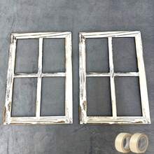 2pcs Rustic Wooden Window Frame Wall Decor – 3D Vintage-Inspired Shutters With Distressed Finish & Textured Indentations – Glass-Free Art Accent For Indoor/Outdoor Spaces – Perfect For Wedding Backdrops, Home Styling, Office Walls, Valentine's Day Or - Arched - View 2