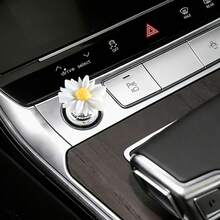 Indoor Decor Accessories, Elegant Flower-Shaped Button, Car Key Cover, Cute Design, Car Engine Start/Stop Control Lever Cover, Universal One-Touch Ignition Start Cap, Protect Nails - Chrysanthemum Launcher Decoration - View 1