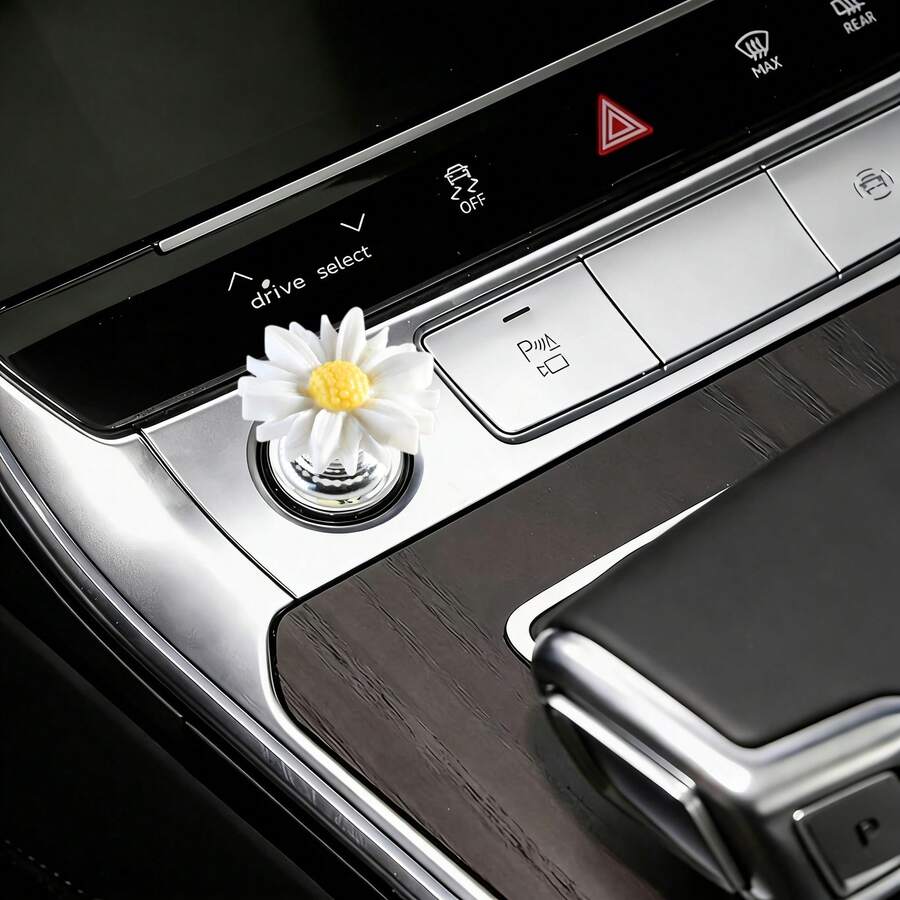 Indoor Decor Accessories, Elegant Flower-Shaped Button, Car Key Cover, Cute Design, Car Engine Start/Stop Control Lever Cover, Universal One-Touch Ignition Start Cap, Protect Nails - Chrysanthemum Launcher Decoration - View 1