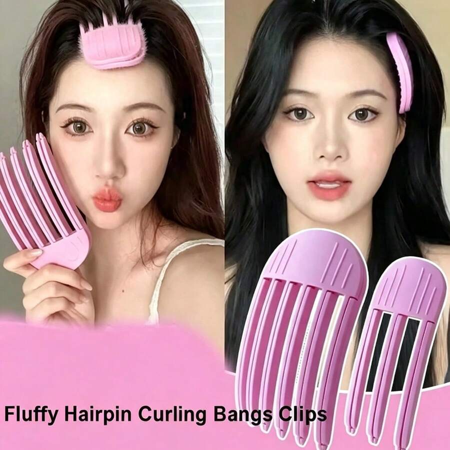 2pcs Fluffy Root Curling Iron And Bangs Clip Set, Women's Fashion Voluminous Styling Hair Accessories - Multicolor - View 1