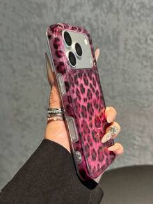 Compatible With Apple 17 Pro Max, 16 Pro, 15, 14 New IMD Protective Case, Super Cute Unique Niche Design, Anti-Collision, Cute Pink Leopard Print Shockproof Phone Shell - Pink - View 3