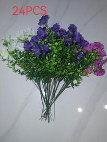 30 piezas/24 piezas/12 piezas/3 piezas Flores artificiales de plástico para exteriores, plantas falsas resistentes a los rayos UV, campanilla multicolor, adecuadas para decoración de jardín, porche, cestas colgantes de primavera/verano, regalos de Navidad - Multicolor - Ver 15