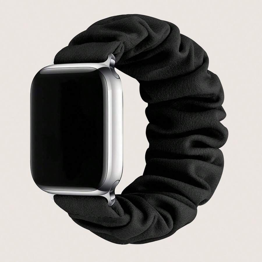 1pc Unisex Black Acetate Satin Band, Compatible With Apple Watch 49/45/44/42/41/40/38mm, Suitable For Apple Watch Series Ultra/SE/8/7/6/5/4/3/2/1 - Black - View 1