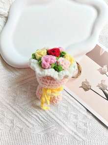Cute Crochet Bouquet Keychain Mini Hand-Knitted Flower Keychain Ring Car Bag Hanging Pendant Ornament Lover Valentine's Day Gift Keychains For Backpack - View 4