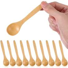 10pcs Mini Bamboo/Wooden Spoons, Natural Wood Short-Handled Small Spoons, Eating Soup, Coffee, Honey, Jam And Other Condiments, Lightweight And Convenient, Small Dessert Spoons, Christmas Gift, Back To School - View 1