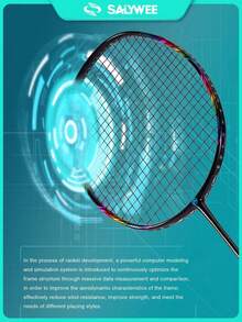BBQ 1 st badmintonracket i full kolfiber med gratis väska, 8U G5, upp till 30 lbs, professionell racket för träning och tävling, försträngd, ultralätt känsla, för män och kvinnor - Multifärgad - Visa 7