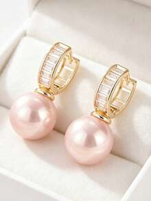 Gmzalx Fashionable Women's Faux Pearl Pendant Earrings, Bridal Jewelry For Wedding, Perfect Gift For Holiday Party - Two-color - View 6