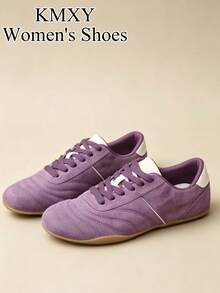 KMXY New Women's Shoes: Training Shoes, Round Toe, Low Cut, Flat Sole, Comfortable, Versatile, Sports/Casual, Colorblock Sneakers, Fashionable, Suitable For All Seasons - Purple - View 4