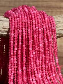Yumfeel 38cm/Strand 3mm Natural Purple-Red Quartz Round Beads, Suitable For DIY Necklaces And Rings, Approx. 110-120 Beads, Jewelry Making Materials - Fuchsia Quartz - View 2
