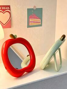 Two-Tone Apple 3D Desktop Makeup Mirror, Stylish With A Round And Cute Design, Excellent Attention To Detail. The High-Definition Mirror Surface Is Distortion-Free. It Makes A Great Holiday Gift For Family And Friends - Multicolor - View 5