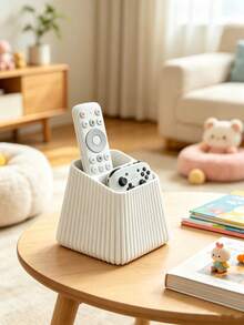 1pc Vertical Striped Remote Control Storage Box, Decorative Storage Box, Vertical Striped Design, Suitable For TV, Air Conditioner And Other Household Remote Control Storage, Home Decor, Storage Decoration, Dorm Storage, Desktop Organization - Multicolor - View 3