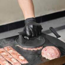Cast Iron Burger Smasher With Handle, Round Patty Press For Hamburgers, Cooking Accessory - Black - View 4