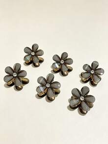 Shimmering Acrylic Mini Flower Hair Claw Clip, Girly Side Hair Clip For Loose Strands, Versatile Princess Hair Accessory - Multicolor - View 6